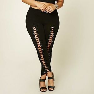 Forever 21 lace up leggings